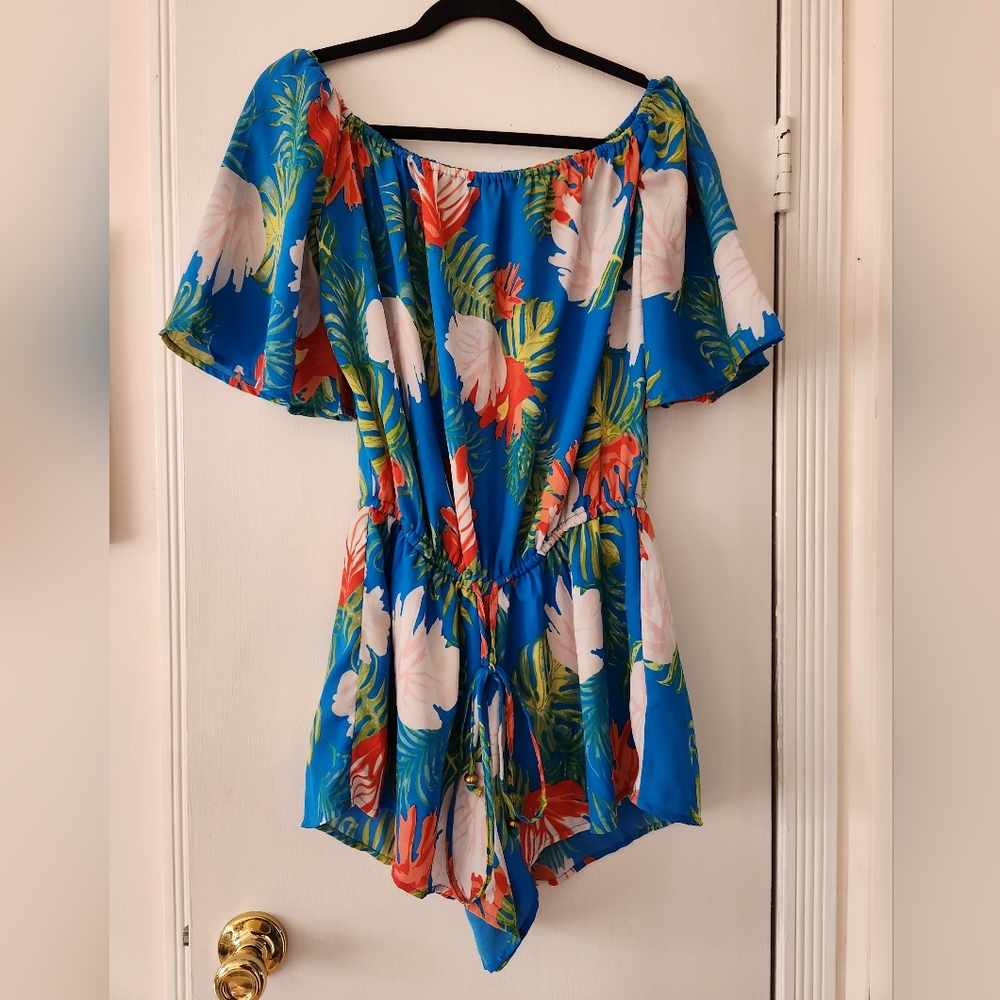 Tropical print romper